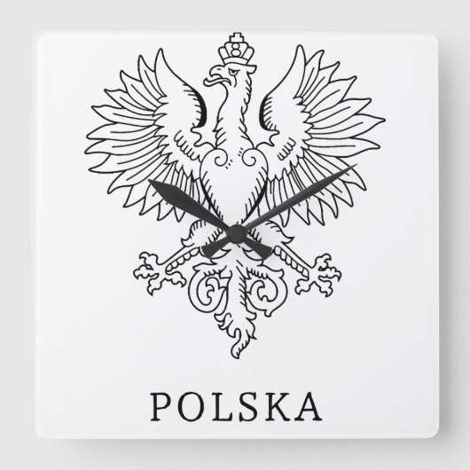 Poland's White Eagle Contemporary State Emblem  スクエア壁時計 (正面)