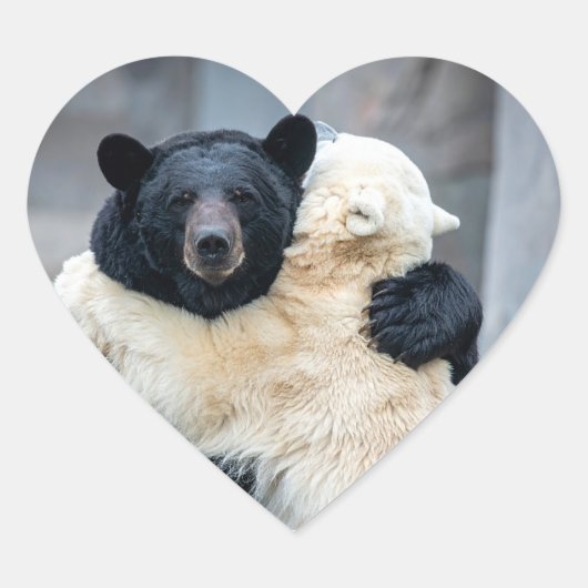 Polar and black bear ハートシール (正面)