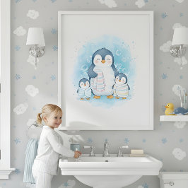 Polar Bath Time Kids Bathroom Wall Art ポスター