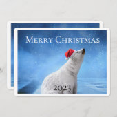 Polar Bearフォトクリスマスグリーティングカード シーズンカード (正面/裏面)
