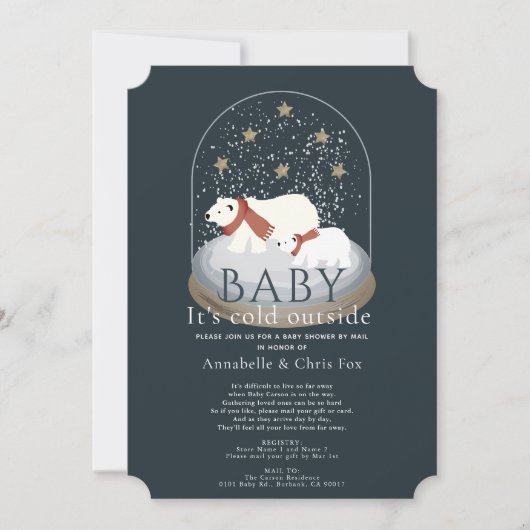 Polar Bear冷海軍のベビーシャワー(郵便) 招待状 (正面)