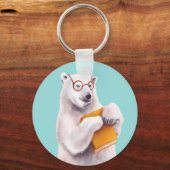 Polar Bear'読s Art – ブックの恋人 キーホルダー (正面)