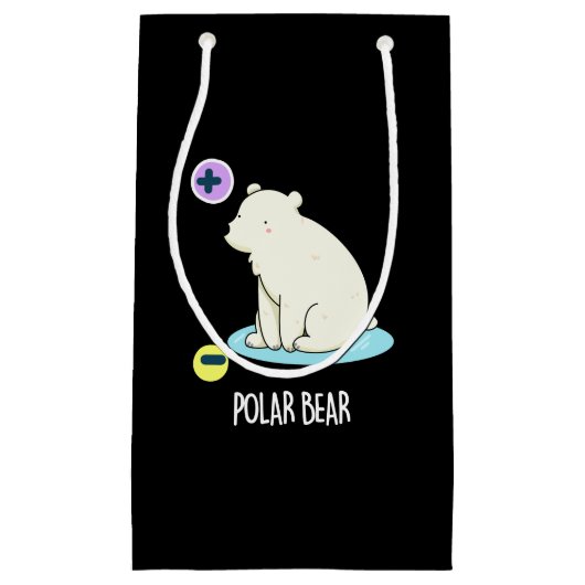 Polar Bear おもしろい Science Pun Dark BG スモールペーパーバッグ (正面)