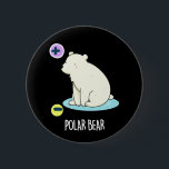 Polar Bear おもしろい Science Pun Dark BG 缶バッジ<br><div class="desc">Polar Bear おもしろい Science Punは電柱を持つ可愛いホッキョクグマを特徴としている。おもしろいホッキョクグマとパンストを愛する家族や友人のためのパンプギフト。</div>