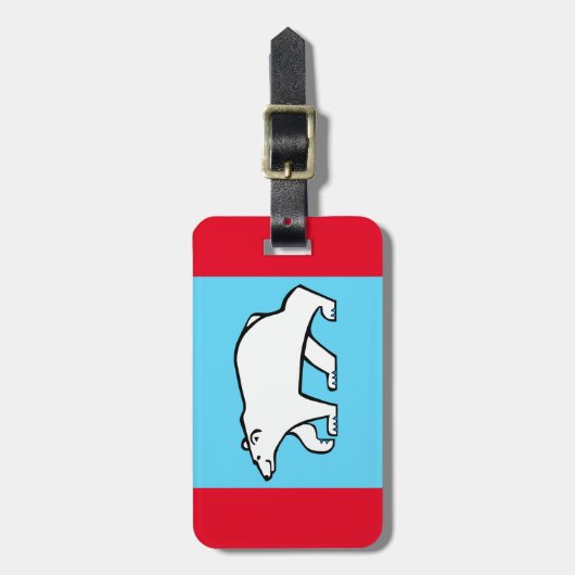 POLAR BEAR – 絶滅の危機に瀕した動物の北極 – 赤と青 ラゲッジタグ (正面縦)