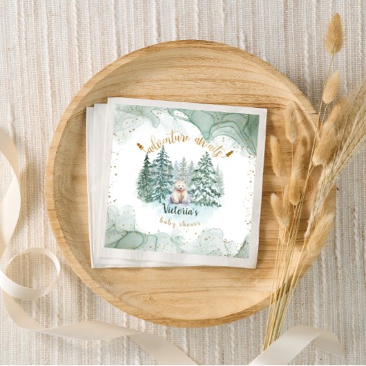 Polar Bear Adventureが赤ちゃんシャワーを待つ スタンダードカクテルナプキン