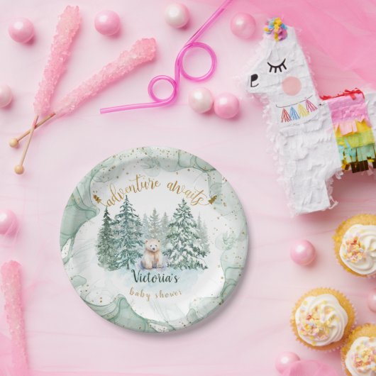Polar Bear Adventureが赤ちゃんシャワーを待つ ペーパープレート (パーティー)