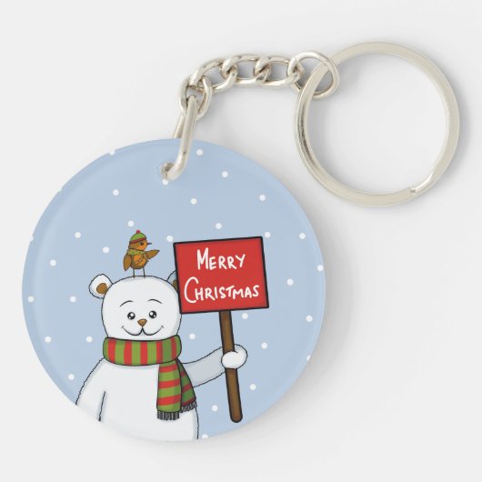 Polar Bear and Robin Christmas Greeting キーホルダー (裏面)