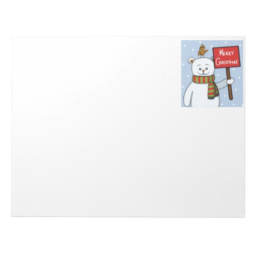 Polar Bear and Robin Christmas Greeting ノートパッド (正面)