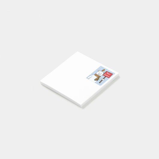 Polar Bear and Robin Christmas Greeting ポストイット (アングル)