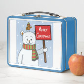 Polar Bear and Robin Christmas Greeting メタルランチボックス (インサイチュ)