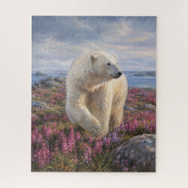 Polar Bear Arctic Tundra Wildflower Art ジグソーパズル