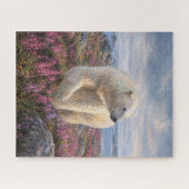 Polar Bear Arctic Tundra Wildflower Art ジグソーパズル (横)