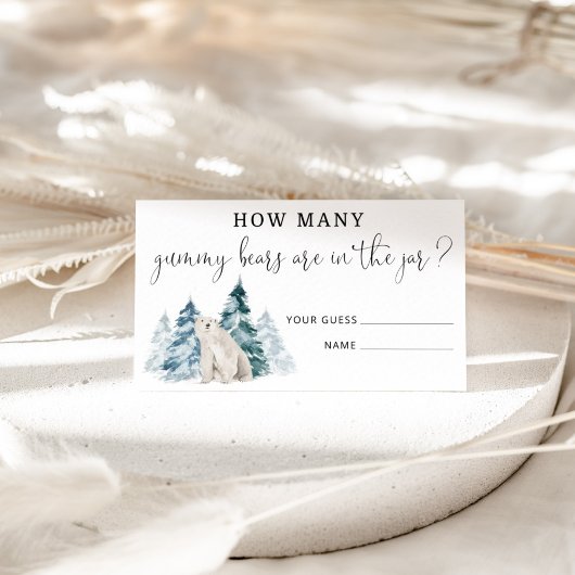 Polar Bear baby showerはグミベアの数を推測 エンクロージャーカード