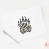 Polar Bear Botanical Footprint Nature Sticker ラウンドシール (封筒)