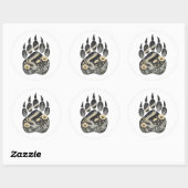 Polar Bear Botanical Footprint Nature Sticker ラウンドシール (シート)