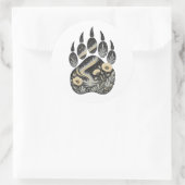 Polar Bear Botanical Footprint Nature Sticker ラウンドシール (バッグ)
