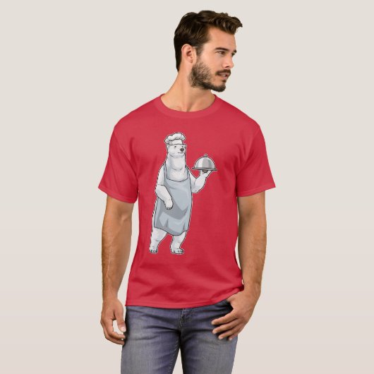 Polar bear Chef Serving plate Cook Tシャツ (正面フル)