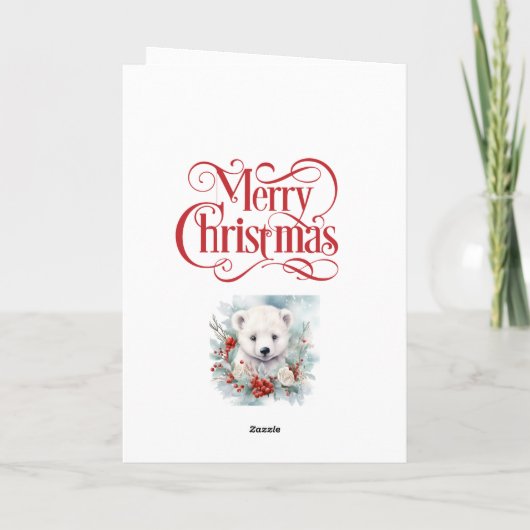 Polar Bear Christmasのパーソナライズされた名前と挨拶 シーズンカード (裏面)