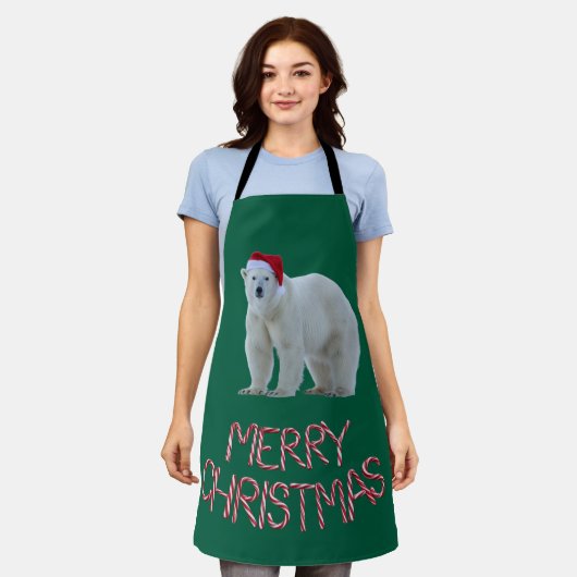 Polar Bear Christmas Apron エプロン (着用した状態)