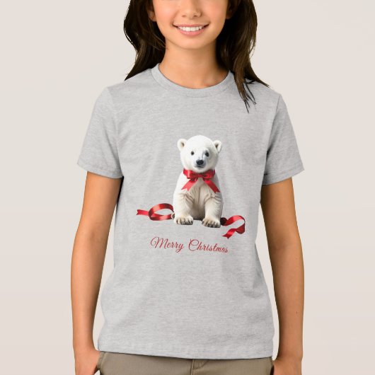 Polar Bear Christmas Holiday トライブレンドTシャツ (正面)