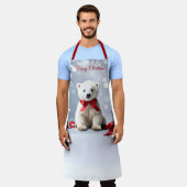Polar Bear Christmas Holiday Apron エプロン (着用した状態)