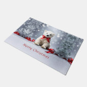 Polar Bear Christmas Holiday Doormat ドアマット (アングル)