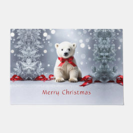 Polar Bear Christmas Holiday Doormat ドアマット