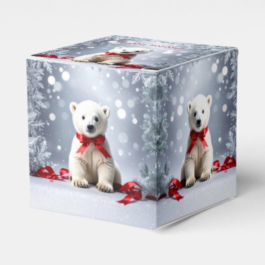Polar Bear Christmas Holiday Favor Box フェイバーボックス (正面サイド)