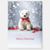 Polar Bear Christmas Holiday Magnet マグネット (正面)