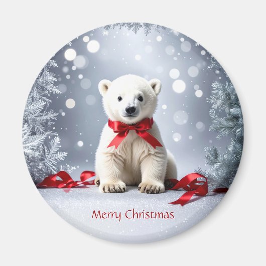 Polar Bear Christmas Holiday Magnet マグネット (正面)