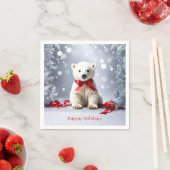 Polar Bear Christmas Holiday Napkin スタンダードカクテルナプキン (インサイチュ)