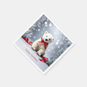 Polar Bear Christmas Holiday Napkin スタンダードカクテルナプキン (角)