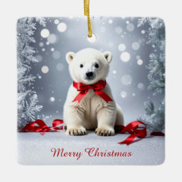 Polar Bear Christmas Holiday Ornament セラミックオーナメント
