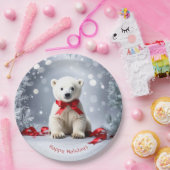 Polar Bear Christmas Holiday Paper Plate ペーパープレート (パーティー)