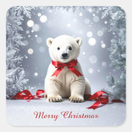Polar Bear Christmas Holiday Sticker スクエアシール
