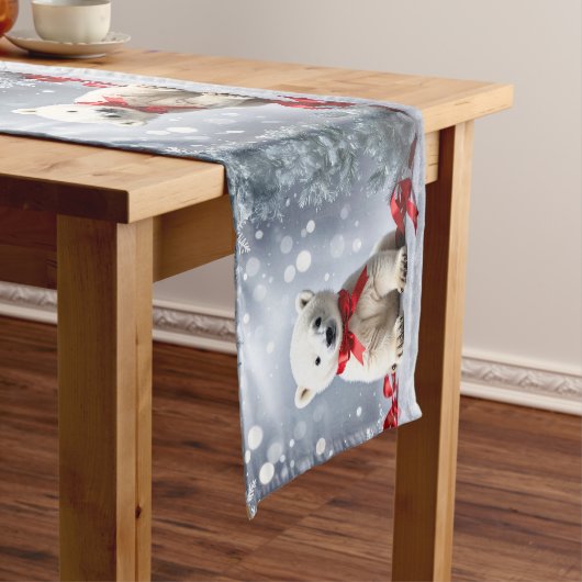 Polar Bear Christmas Holiday Table Runner ミディアムテーブルランナー (インサイチュ)