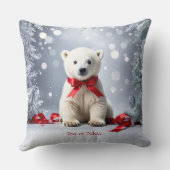 Polar Bear Christmas Holiday Throw Pillow クッション (裏面)