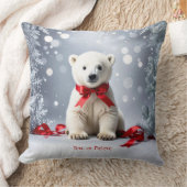 Polar Bear Christmas Holiday Throw Pillow クッション (ブランケット)