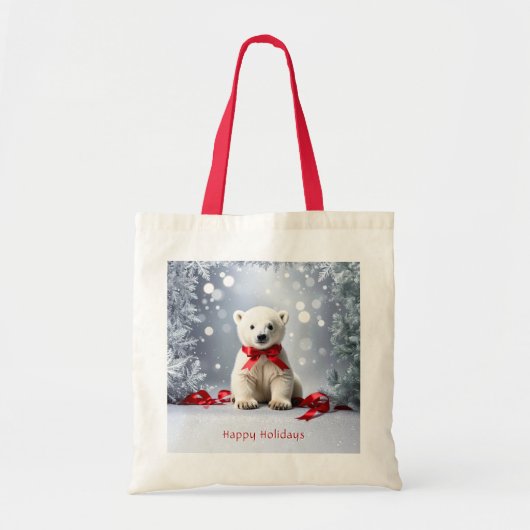 Polar Bear Christmas Holiday Tote Bag トートバッグ (正面)