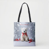Polar Bear Christmas Holiday Tote Bag トートバッグ (正面)