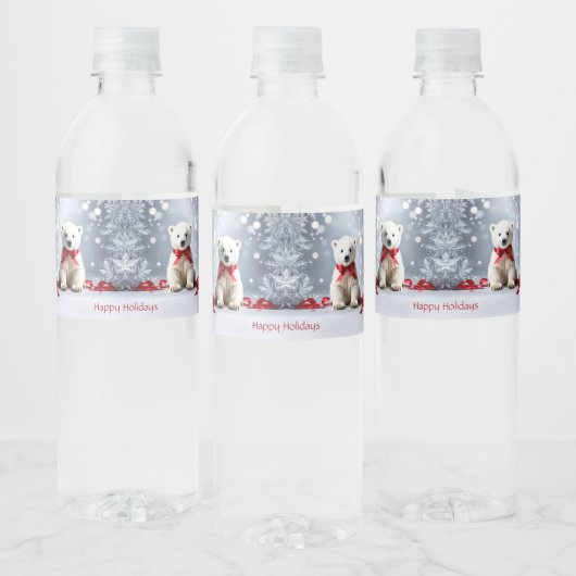 Polar Bear Christmas Holiday Water Bottle Label ペットボトルラベル (ボトル)