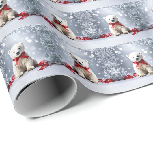 Polar Bear Christmas Holiday Wrapping Paper ラッピングペーパー (ロールコーナー)