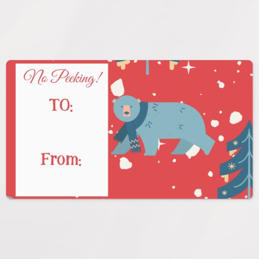 Polar Bear Christmas Nameタグ ラベル (デザイン1)