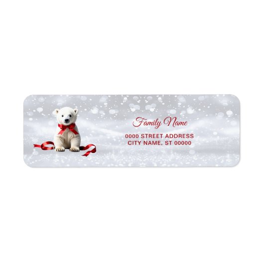 Polar Bear Christmas Return Address Label ラベル (正面)