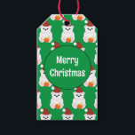 Polar bear Christmas Santa Cute Greenから ギフトタグ<br><div class="desc">モノグラムあなたの名前をカスタムするでパーソナライズ。大きな足、サンタハット、オレンジ色のクリスマスオーナメントと白い極熊のかわいいイラストレーション。</div>