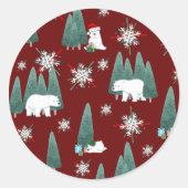 Polar Bear Christmas Sticker ラウンドシール (正面)