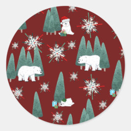 Polar Bear Christmas Sticker ラウンドシール