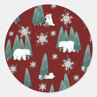 Polar Bear Christmas Sticker ラウンドシール