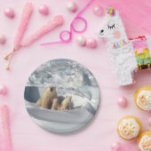 Polar Bear Cubsの雪写真 ペーパープレート (パーティー)